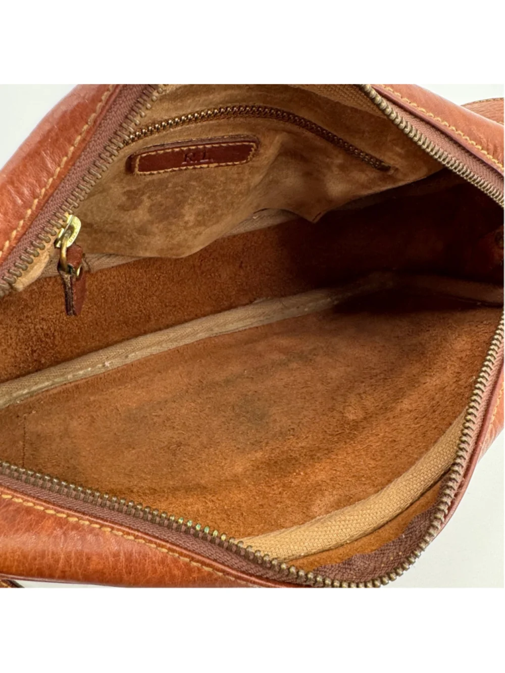 Vintage Archival Ralph Lauren Cognac Leather Crossbody Camera Bag Unisex